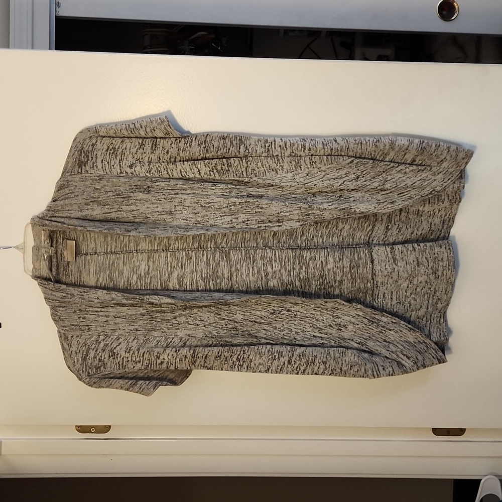 L, Short sleeve open front cardigan, black & white